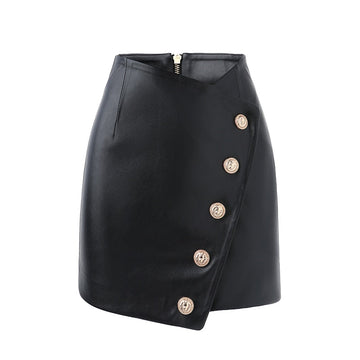 Saanvi Asymmetrical Vegan Leather Skirt - SunsetFashionLA